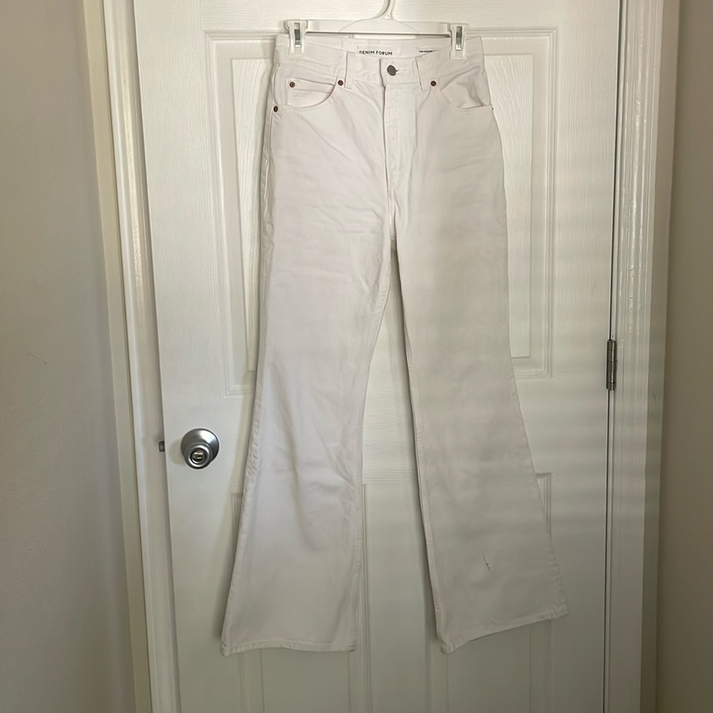 Denim forum white flare jeans